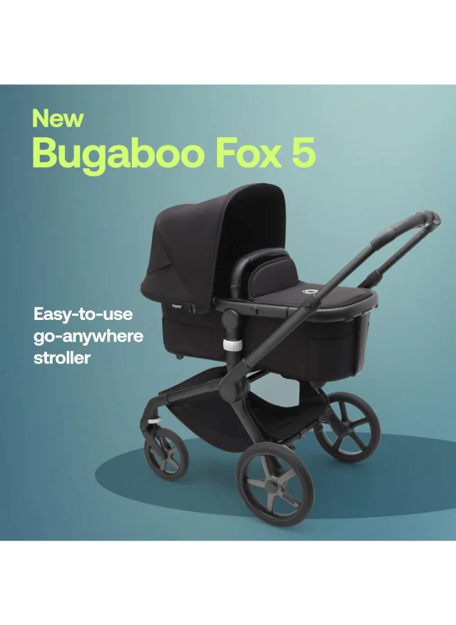 Bugaboo Fox 5 All - Terrain Stroller, 2 - In - 1 Baby Stroller With Full Suspension, Easy Fold, Spacious Bassinet, Extendable Toddler Seat, One - Handed Maneuver Ability (Midnight Black)