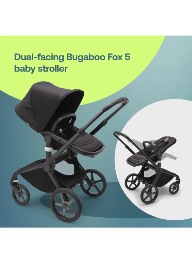 Bugaboo Fox 5 All - Terrain Stroller, 2 - In - 1 Baby Stroller With Full Suspension, Easy Fold, Spacious Bassinet, Extendable Toddler Seat, One - Handed Maneuver Ability (Midnight Black)