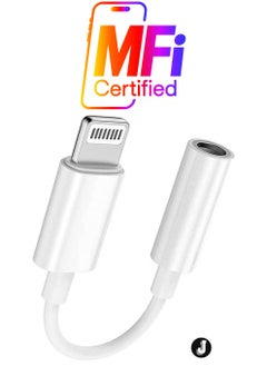 "Lightning to 3.5mm AUX Jack Adapter Cable for iPhone – White, Headphone Converter"