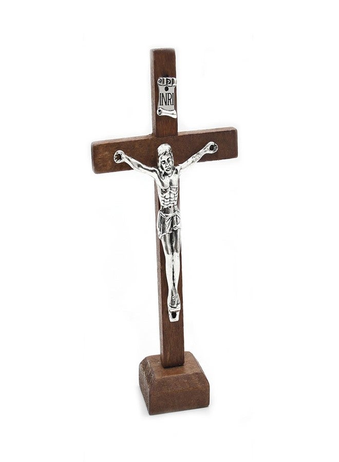 BIBABLYKE 10pcs Wooden Cross Ornament Tabletop Ornaments Standing Crucifix Cross Decoration Churches Wood Cross with Stand Crafts Wood - Image 4