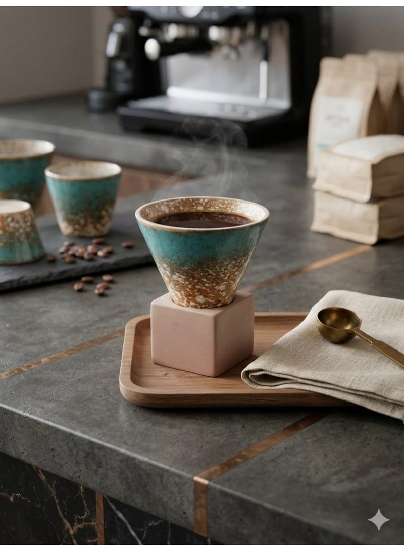 كوب قهوة سيراميك مع قاعدة كوب اسبريسو و الكابتشينو - Image 1