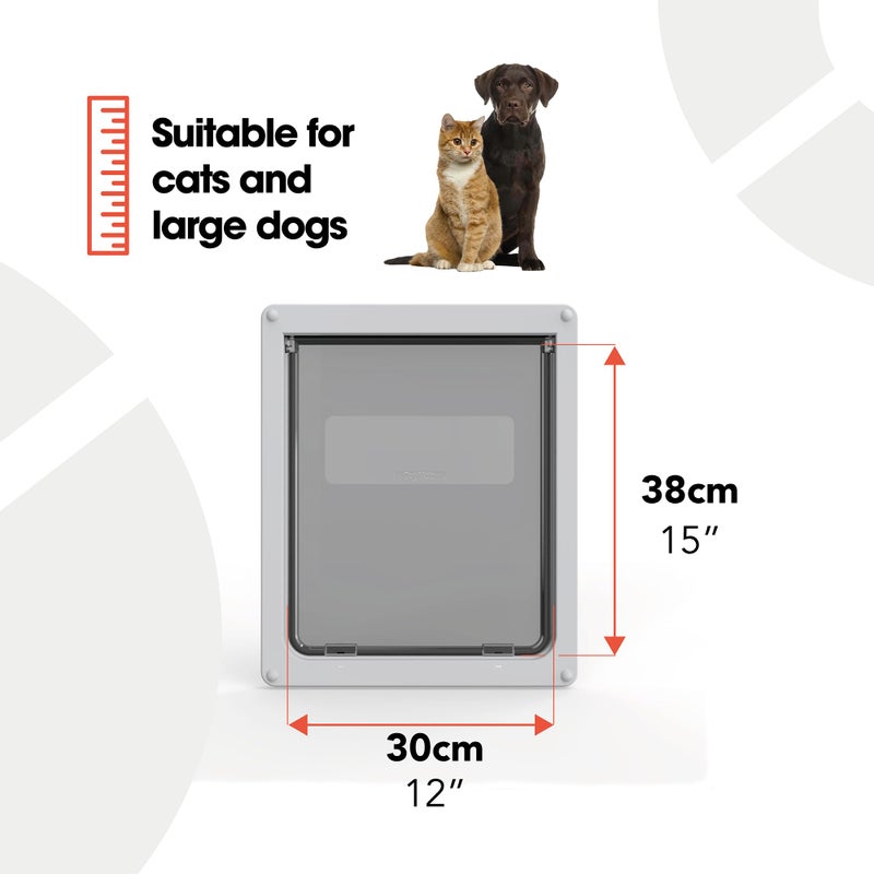 Dog Mate Lockable Large Dog Door (216) - Flap for Large Dogs and Cats, for UPVC, Wall and Wood, Securely Designed for Your Pets, White - Image 2