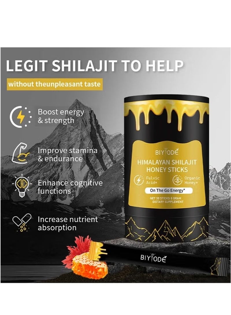 BIYODE Himalayan Shilajit Honey Sticks with Saffron – Organic Energy & Immune Support, Easy to Consume, 30 Sticks (8g Each) Dietary Supplement - Image 3