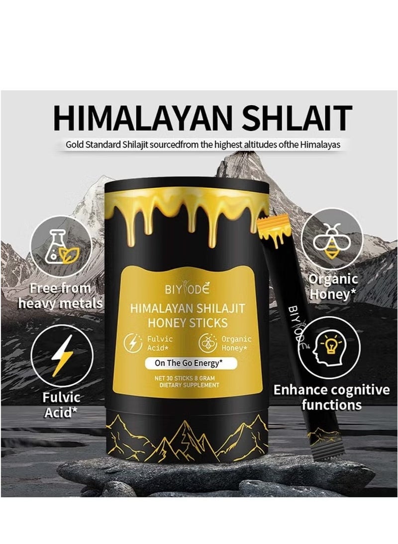 BIYODE Himalayan Shilajit Honey Sticks with Saffron – Organic Energy & Immune Support, Easy to Consume, 30 Sticks (8g Each) Dietary Supplement - Image 2