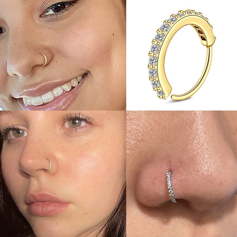 MODRSA Gold Nose Rings for Women Nose Piercings Studs 20g Nostril Rings Hoops Gold Surgical Steel Heart Nostril Studs Jewelry 20 gauge - Image 4