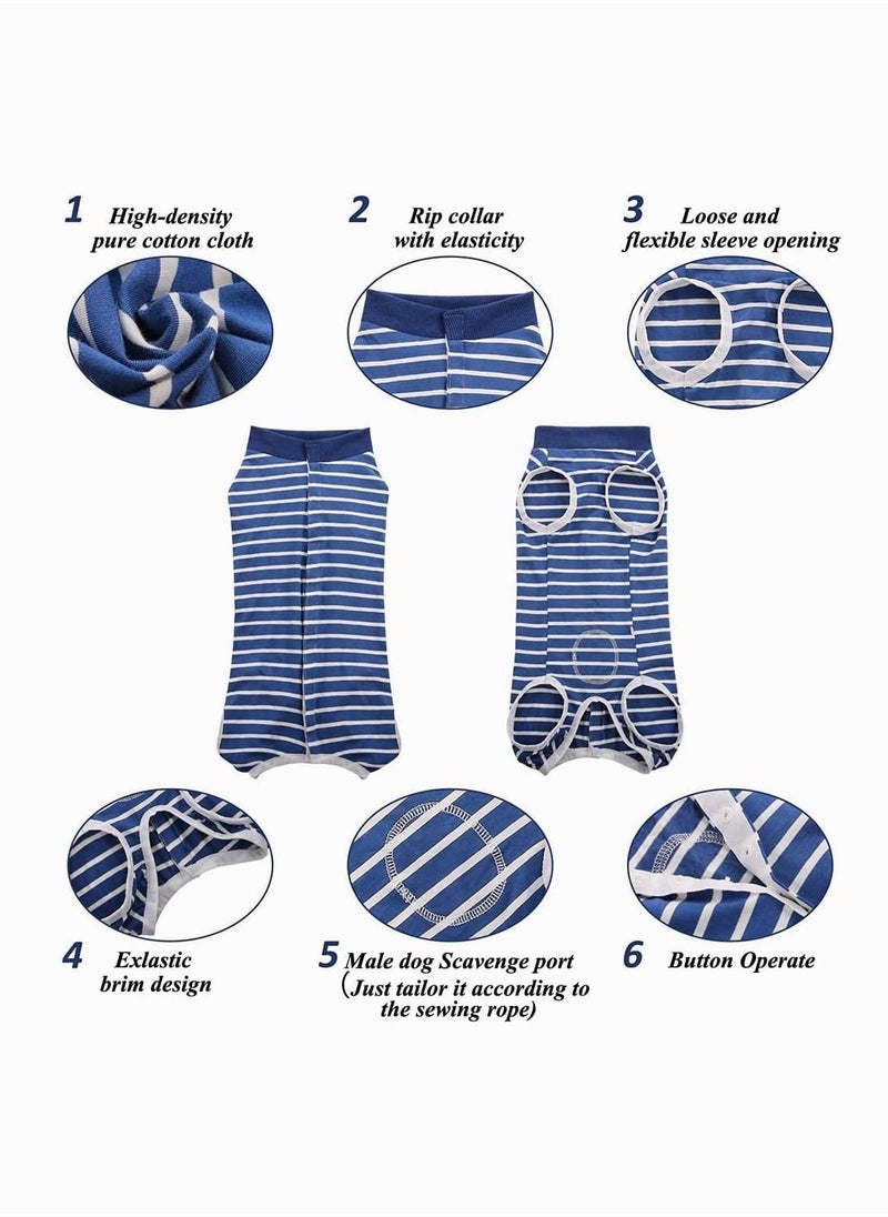 SYOSI - SYOSI M Code Striped Recovery Sterilization Gown High Elastic Breathable Surgical Suit for Dogs After Weaning and Abdominal Wounds - Image 1