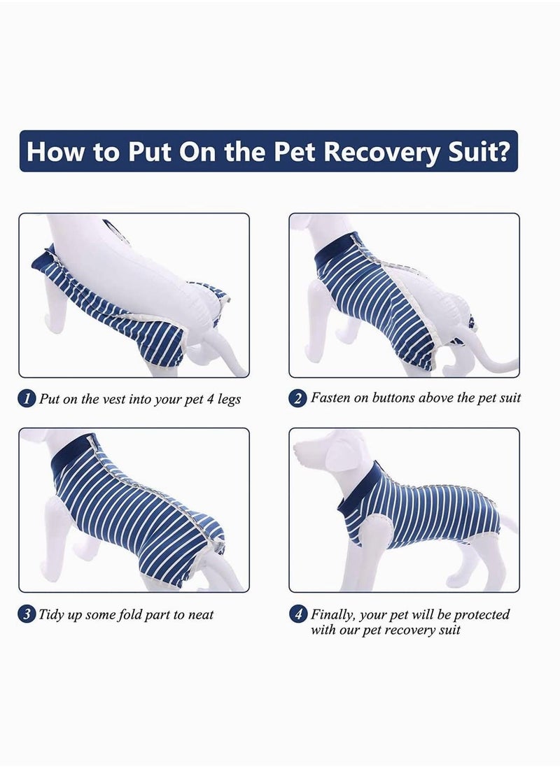 SYOSI - SYOSI M Code Striped Recovery Sterilization Gown High Elastic Breathable Surgical Suit for Dogs After Weaning and Abdominal Wounds - Image 1