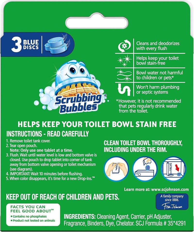 Scrubbing Bubbles Continuous Clean Drop-Ins (Blue Discs,3 ct,4.23oz, Pack of 2) - Image 2