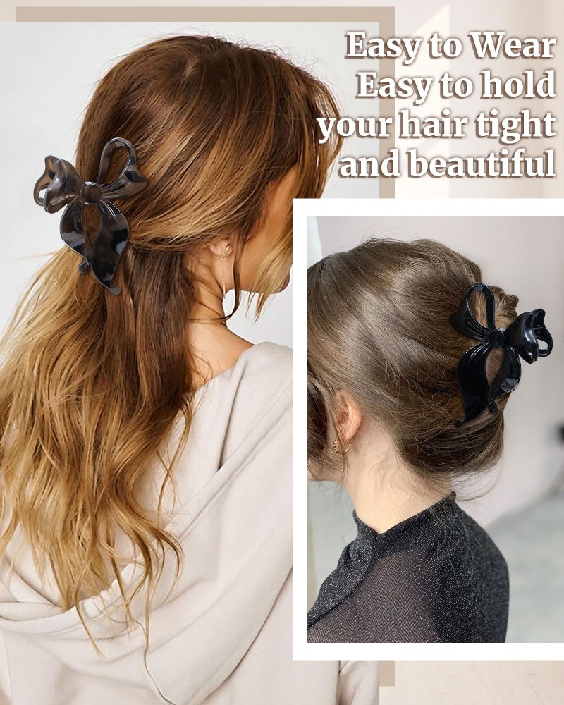 Mesovor 4 pack Cute Bow Claw Clip for Women, Nonslip Large Matte Strong Hold Bows Hair Clips for Thin and Thick Hair | Chic Hair Styling Accessories (Tortoise Polished) - Image 4