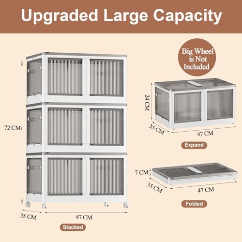 LUHI Multi-Purpose Organizer | Modular Storage Box for Clothes, Kitchen, Bedroom & Living Room | Stackable Rack, Space-Saving Wardrobe Cabinet (Off-White, 4-Layer) - Image 3