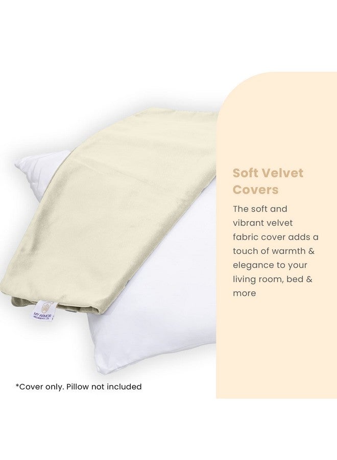 ماي ارمور مجموعة أغطية وسائد مخملية من ماي آرمور، قطعتان، مقاس 24 × 24 بوصة، ناعمة وفاخرة، مناسبة لغرفة النوم والأريكة والكرسي وغرفة المعيشة - لون كريمي - Image 4