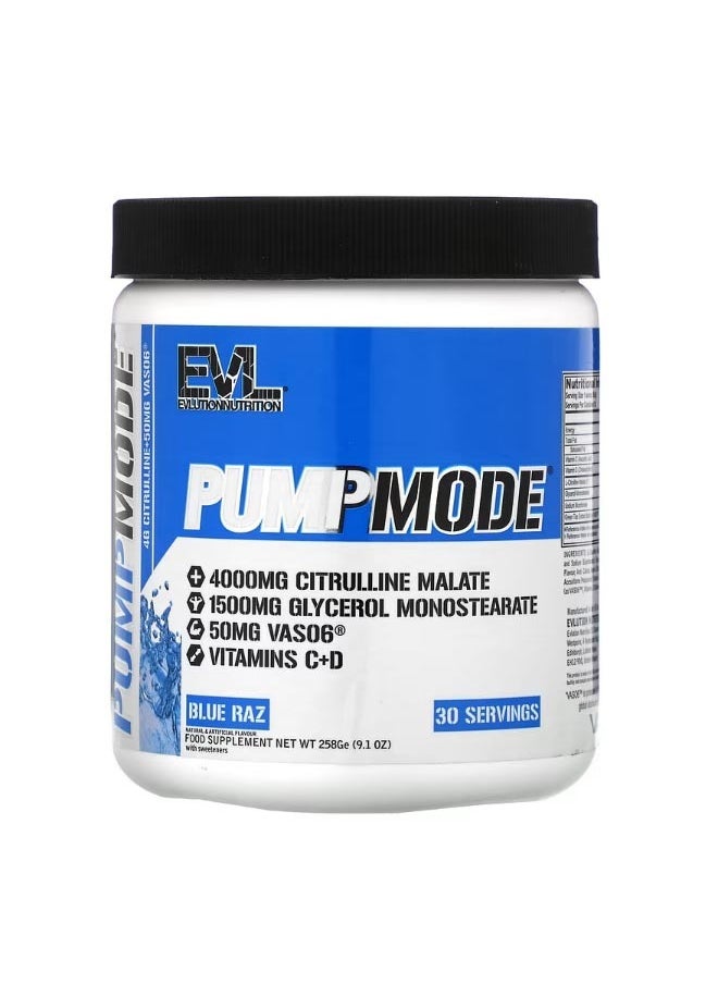 EVLUTION NUTRITION PumpMode Blue Raz 9.1 oz 258 g  - Image 1