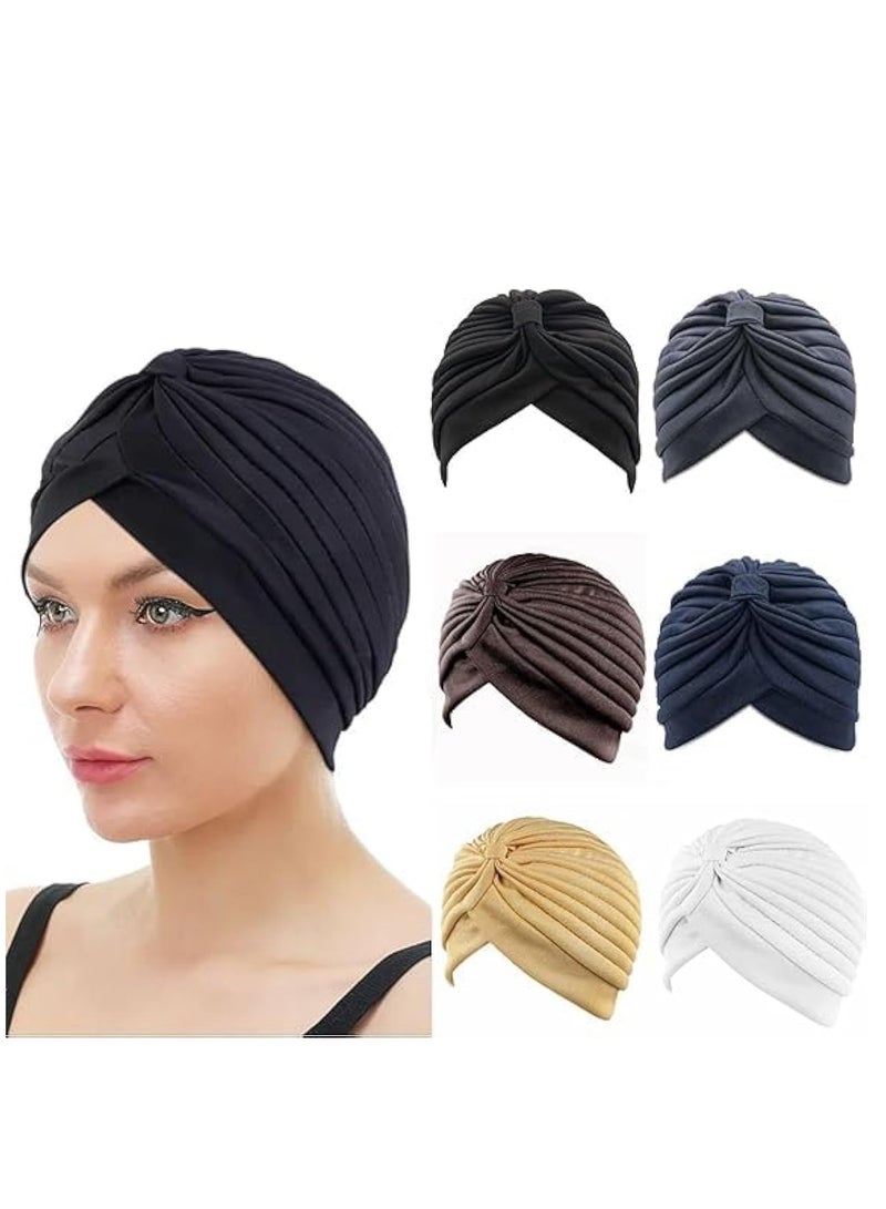 بيت الشاي 6 قطع قبعة عمامة إسلامية قبعات حجاب داخلية قبعات إسلامية قبعات الهند قبعات نسائية توربانت موجير - Image 1