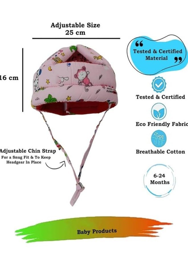 DAGDIYA Baby Safety Helmet | Infant Toddler Head Protector for 6-18 Months | Adjustable Baby Protective Cap for Crawling & Walking | Soft Child Safety Head Guard (Giraffe Print Pink) - Image 2
