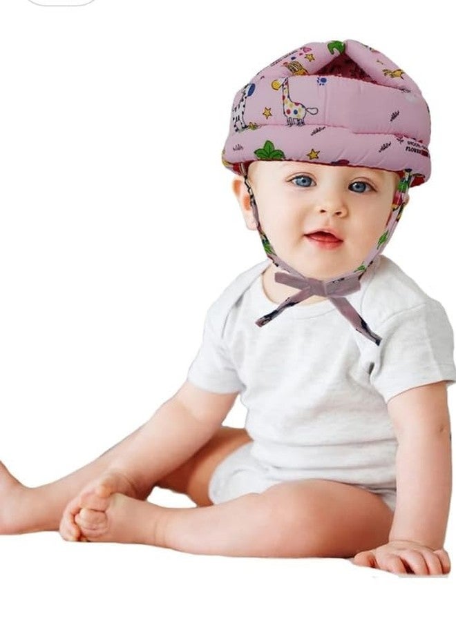 DAGDIYA Baby Safety Helmet | Infant Toddler Head Protector for 6-18 Months | Adjustable Baby Protective Cap for Crawling & Walking | Soft Child Safety Head Guard (Giraffe Print Pink) - Image 1