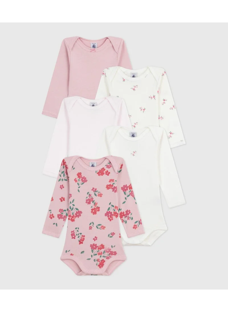 بيتي باتو مجموعة أفرولات قطنية بأكمام طويلة وطبعات زهور للأطفال