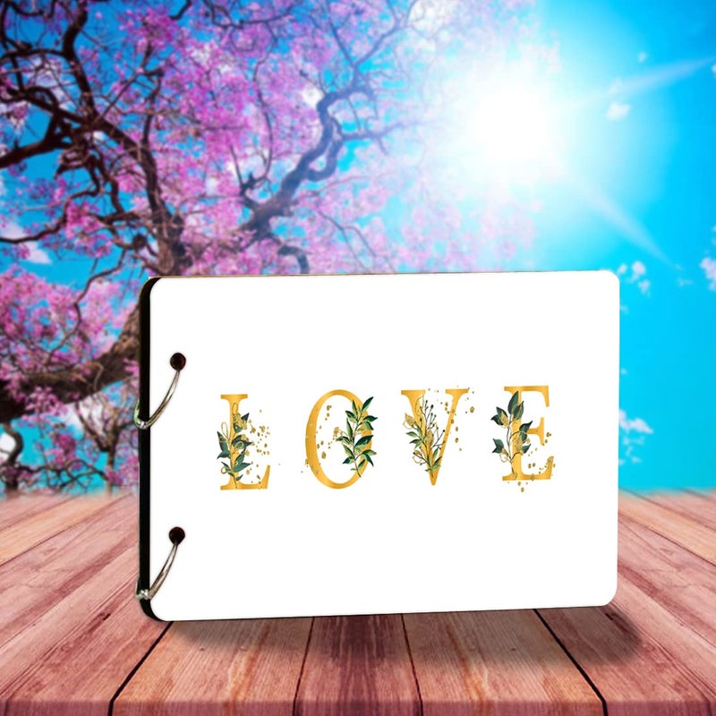 Decor1ders Wooden Scrapbook Photo Albums LoveP Large Size 22x16 Cm Scrap Books for Memories 40 Black Papers Photo Album For Photos Collection Memory Scrapbook for Memories - Image 1