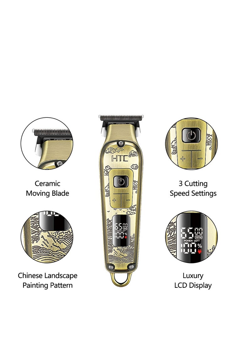 HTC AT-732 Fully Metal Aluminum Body Hair Clipper for Barber Use & Professional Use, Hair Trimmer with Powder Metallurgy Blade with LED Display - Image 2