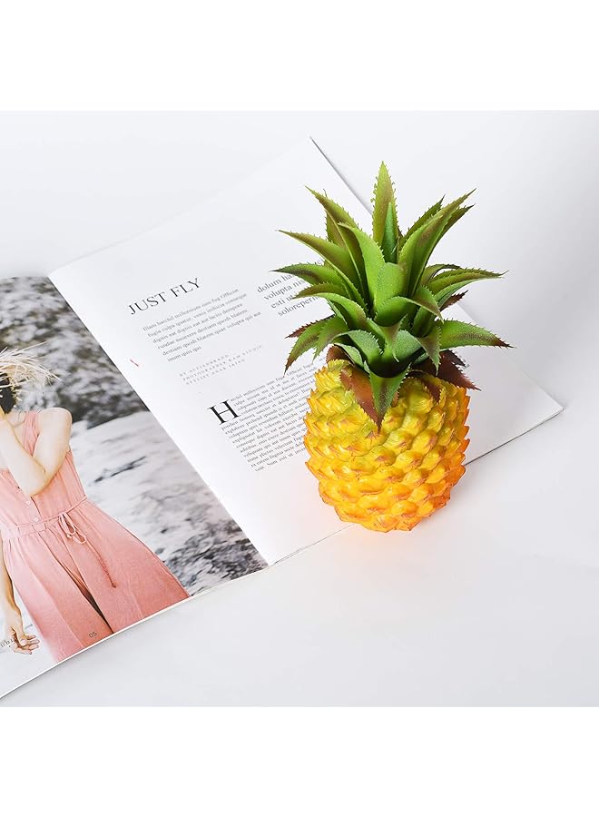 إيروريكس عبوة من قطعتين من الأناناس الاصطناعي، فاكهة اصطناعية واقعية، أناناس مزيف لتزيين طاولة وخزانة المنزل والحفلات، مقاس 8.2 بوصة، عبوة من قطعتين - Image 2