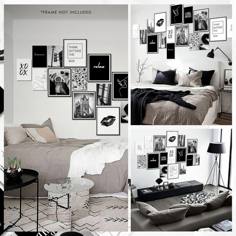 97 Decor Black and White Posters for Room Aesthetic - Black and White Wall Decor, Black and White Room Decor for Teen Girls, Boy Play Bunny Art Prints, Photo Picture Bedroom Decoration (8x10 UNFRAMED) - Image 4