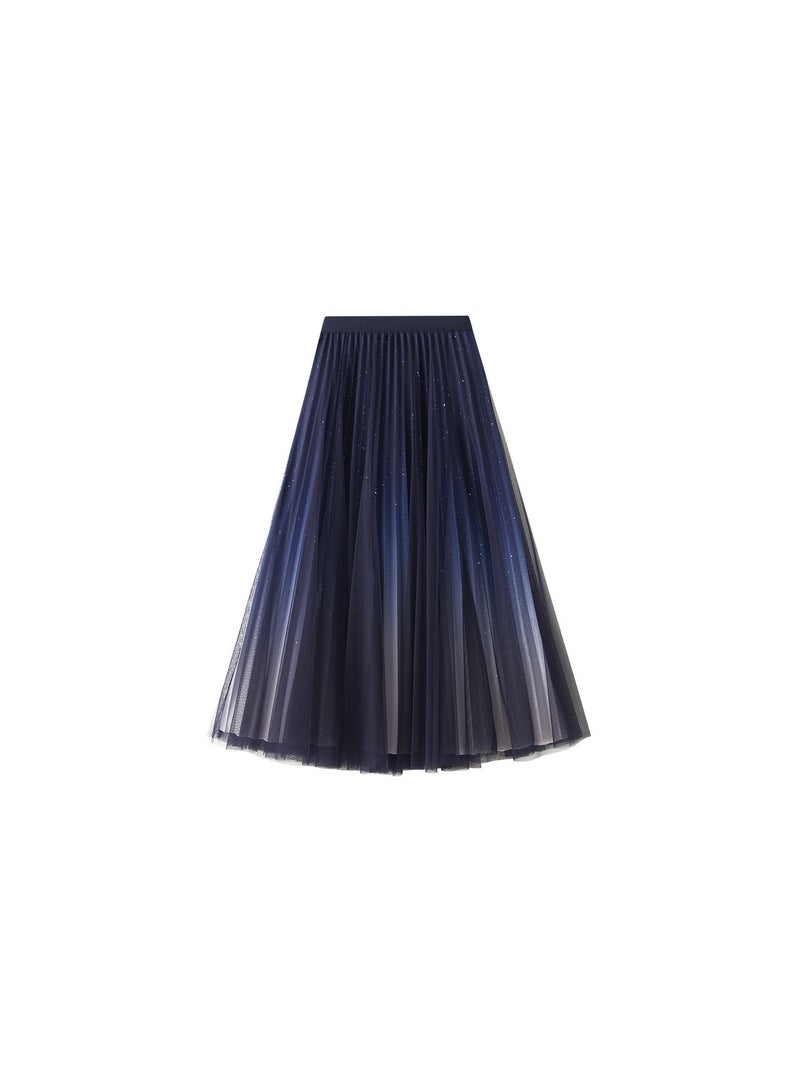 Loquat Women's Star Sky Gradual Yarn Skirt 100 Pleated Long Dress Blue  - Image 1