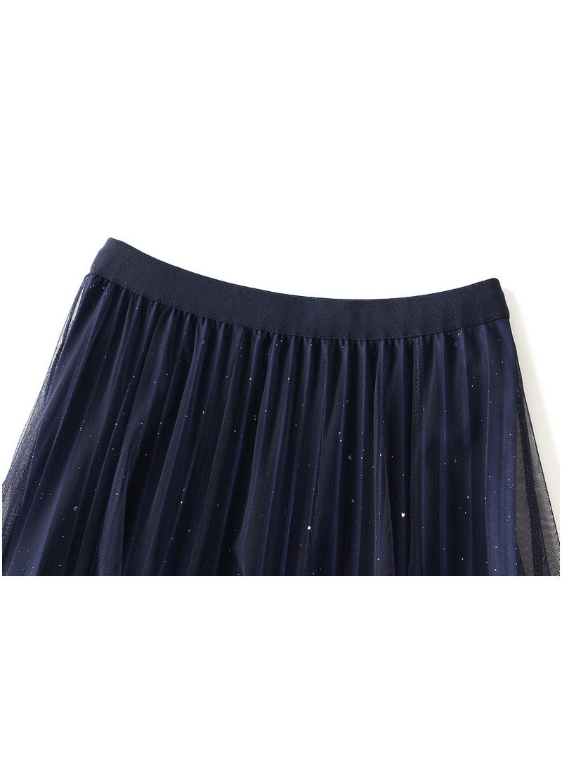 Loquat Women's Star Sky Gradual Yarn Skirt 100 Pleated Long Dress Blue  - Image 2