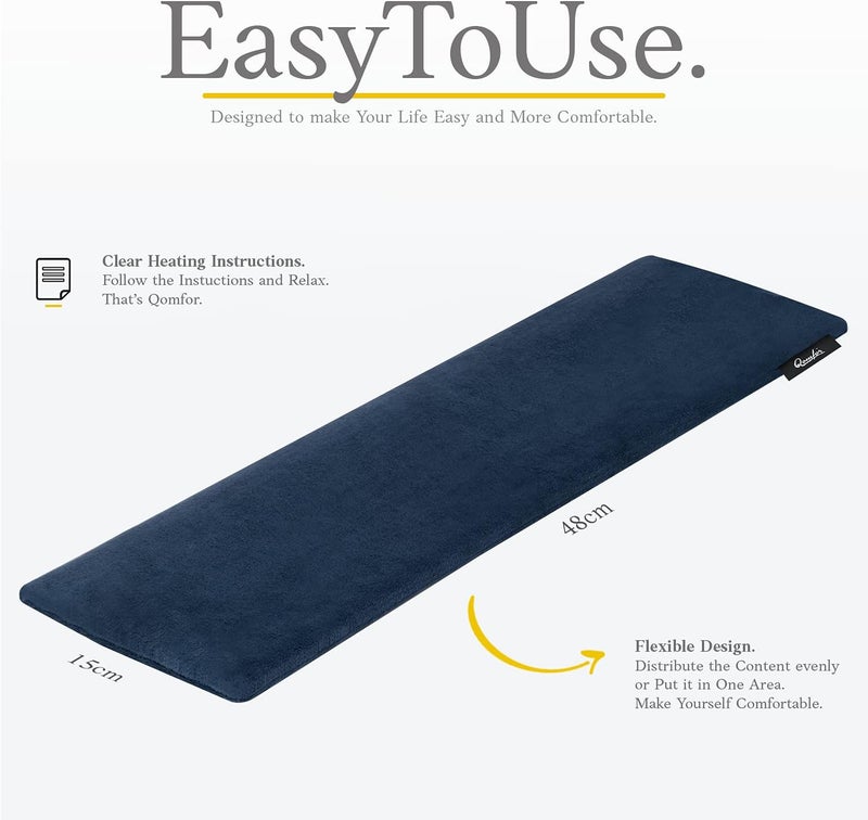 Qomfor Microwave Heating Pad - Large Microwave Heating Pocket - Soft Fleece Bag Filled with Wheat and Lavender for Pain Relief Neck, Shoulders and Back Pain - Reusable - Dark Blue - Image 3