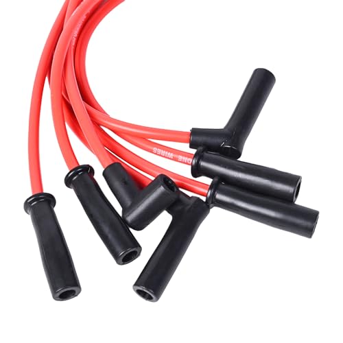 RLP Silicone Spark Plug Wires Set Red 8.0mm Compatible with Jeep 91-99 Cherokee XJ 93-98 Grand Cherokee ZJ 91-95 Wrangler YJ 97-99 Wrangler TJ L6 4.0L Replace 56041856AA - Pack of 7 - Image 2