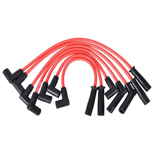 RLP Silicone Spark Plug Wires Set Red 8.0mm Compatible with Jeep 91-99 Cherokee XJ 93-98 Grand Cherokee ZJ 91-95 Wrangler YJ 97-99 Wrangler TJ L6 4.0L Replace 56041856AA - Pack of 7 - Image 4