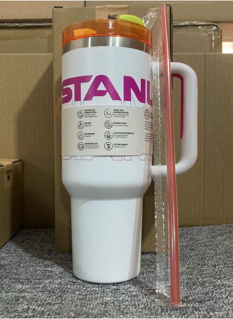 Stanley - Stainless Steel Vacuum Insulated Tumbler with Lid and Straw for Water, Iced Tea or Coffee, Smoothie and More, 40 oz 3D White - Image 1