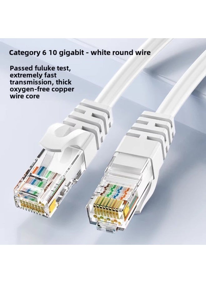 Generic Network Cable Apron Super Category 6 Super Category 5 Double Shielded Gigabit Home 10 Gigabit Computer Broadband Router Finished Network Cable-Color:[category 6 Oxygen-free Copper Has Passed Tests] White 100m Transmission Network Faster-Line Length:60m  - Image 1
