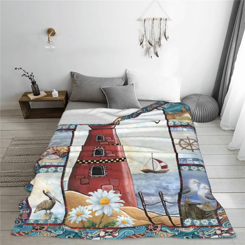 citari Lighthouse Blanket Nautical Lighthouse Anchor Decor Throw Blanket Gifts for Girls Boys Super Warm Soft Plush Lightweight Fleece Flannel Blanket Winter Bedding Blanket for Kids Adults Men Women 50""X40"" - Image 5