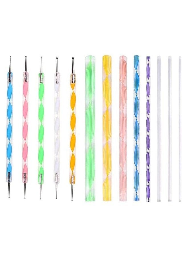 ADOERE Nail Art Dotting Marbleizing Tool Pen for Nail Decoration Stamping and Dotting Acrylic Twist Sticks Wax Pencil Manicure Nail Art Tool DIY Supplies Cake (17pcs Complete Dot Mandala Set) - Image 2