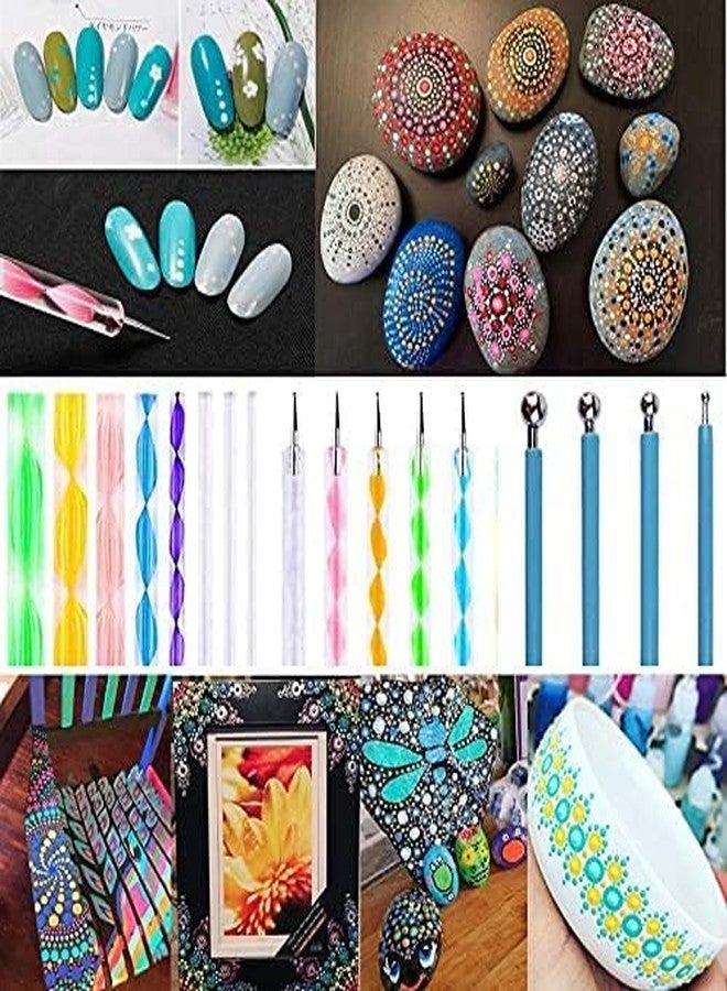 ADOERE Nail Art Dotting Marbleizing Tool Pen for Nail Decoration Stamping and Dotting Acrylic Twist Sticks Wax Pencil Manicure Nail Art Tool DIY Supplies Cake (17pcs Complete Dot Mandala Set) - Image 5
