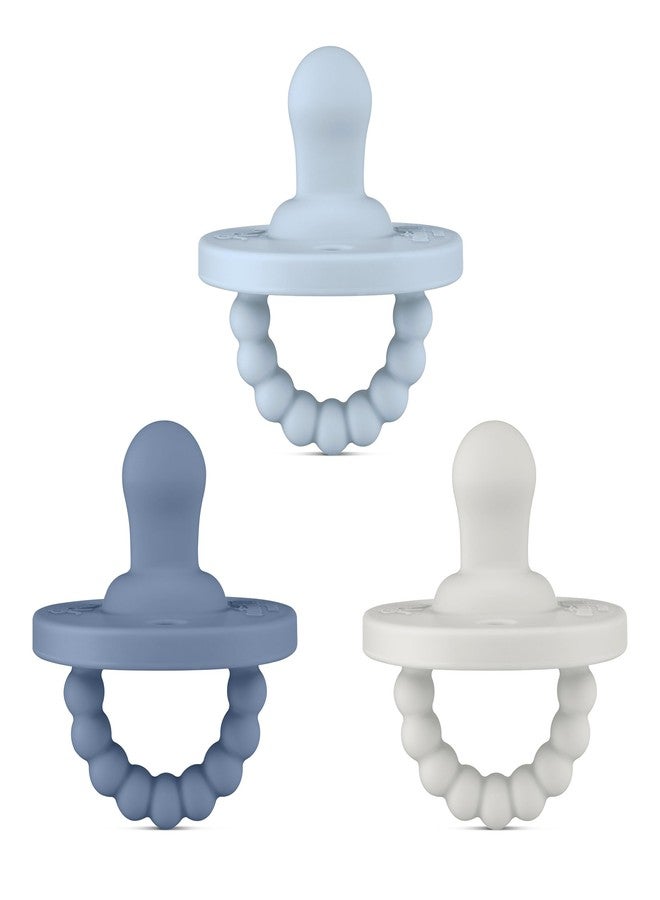 Ryan & Rose Cutie PAT All-in-One Pacifier and Teether Massaging Teething Ring and Hideaway Binky for Growing Babies (Prep (3 Pack), Flat) - Image 1