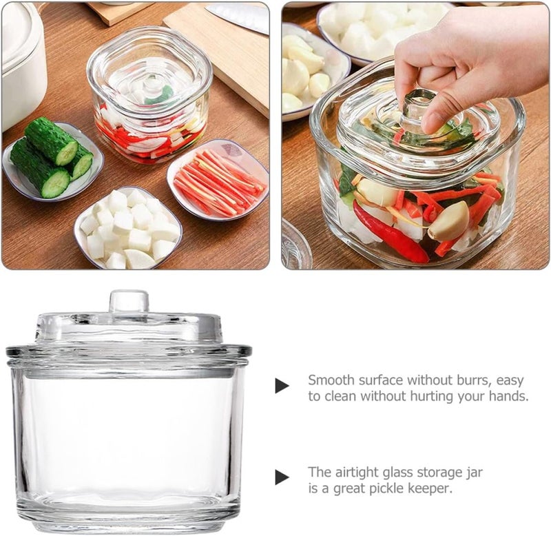 Premium Glass Pickle Jar with Weighted Lid 2.5l Glass Fermenting Jar Sealing Pickle Container for Household Vegetable Pickling and Kimchi Storage - Image 3