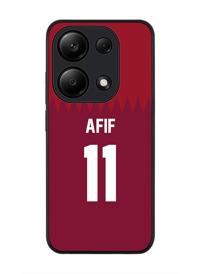 Stylizedd Rugged Black Edge Case for Xiaomi Redmi Note 13 Pro 4G / Xiaomi Poco M6 Pro 4G, Slim Case Cover- Football Team - Qatar, Player Name - Afif - Image 1