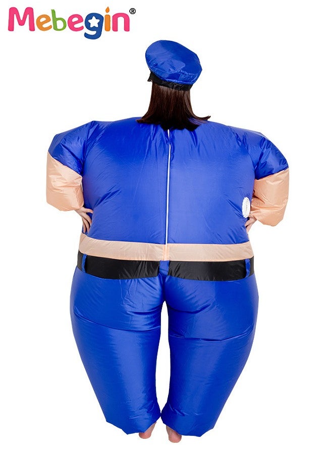 MEBEGIN Police Inflatable Suit, Inflatable Cop Costume with Blower and Battery Case, Funny Blow up Pretend Toy Costume for Dess up Parties, Festivals and Cosplay Games, Suitable 150-195cm Height, 4 AA Batteries Required(Not Included)  - Image 2