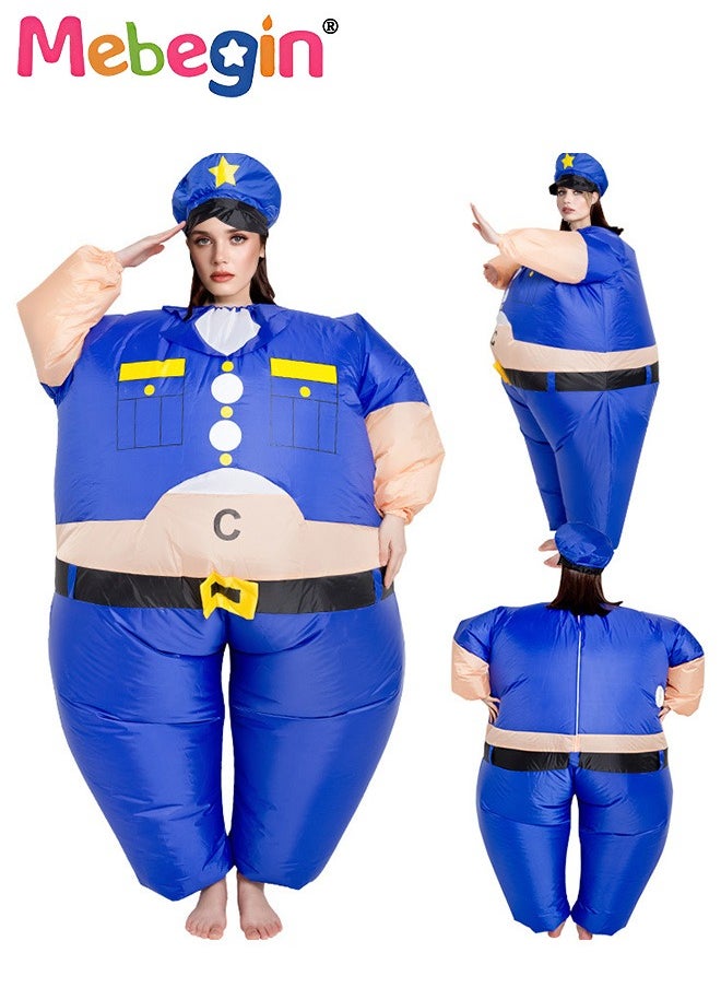 MEBEGIN Police Inflatable Suit, Inflatable Cop Costume with Blower and Battery Case, Funny Blow up Pretend Toy Costume for Dess up Parties, Festivals and Cosplay Games, Suitable 150-195cm Height, 4 AA Batteries Required(Not Included)  - Image 1