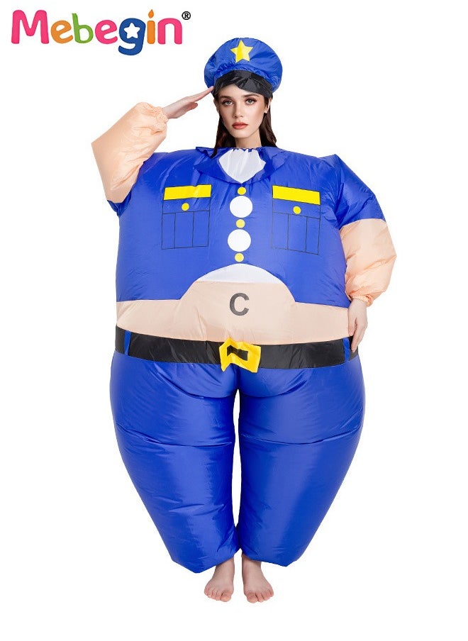 MEBEGIN Police Inflatable Suit, Inflatable Cop Costume with Blower and Battery Case, Funny Blow up Pretend Toy Costume for Dess up Parties, Festivals and Cosplay Games, Suitable 150-195cm Height, 4 AA Batteries Required(Not Included)  - Image 3
