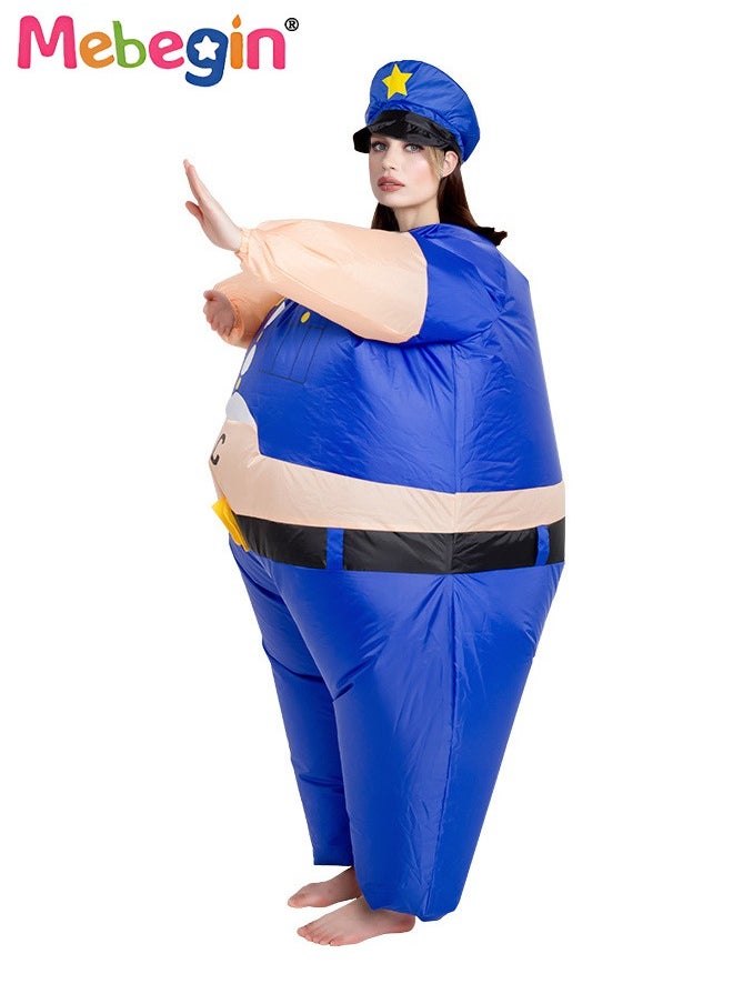 MEBEGIN Police Inflatable Suit, Inflatable Cop Costume with Blower and Battery Case, Funny Blow up Pretend Toy Costume for Dess up Parties, Festivals and Cosplay Games, Suitable 150-195cm Height, 4 AA Batteries Required(Not Included)  - Image 4