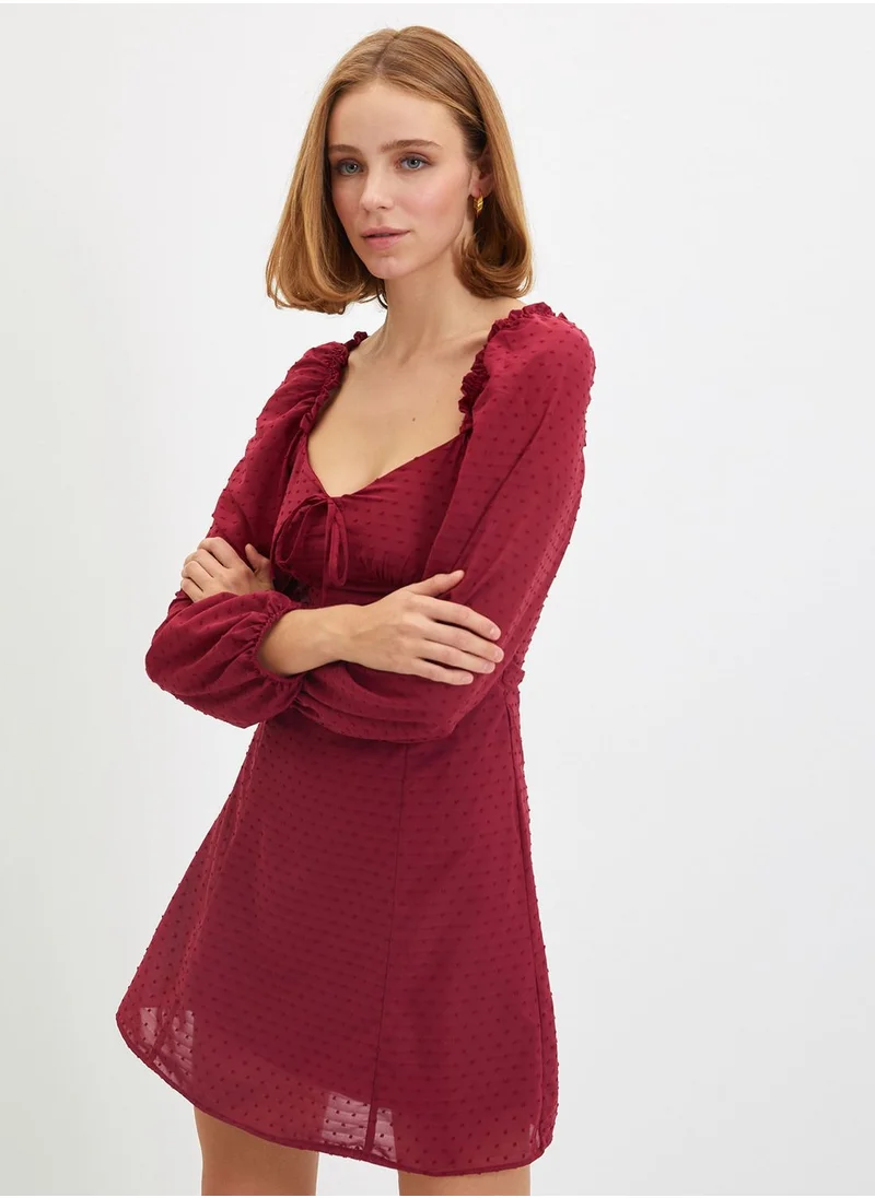 trendyol Sweatheart Neck Balloon Sleeve Dress