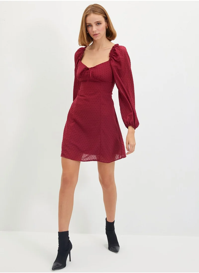 trendyol Sweatheart Neck Balloon Sleeve Dress