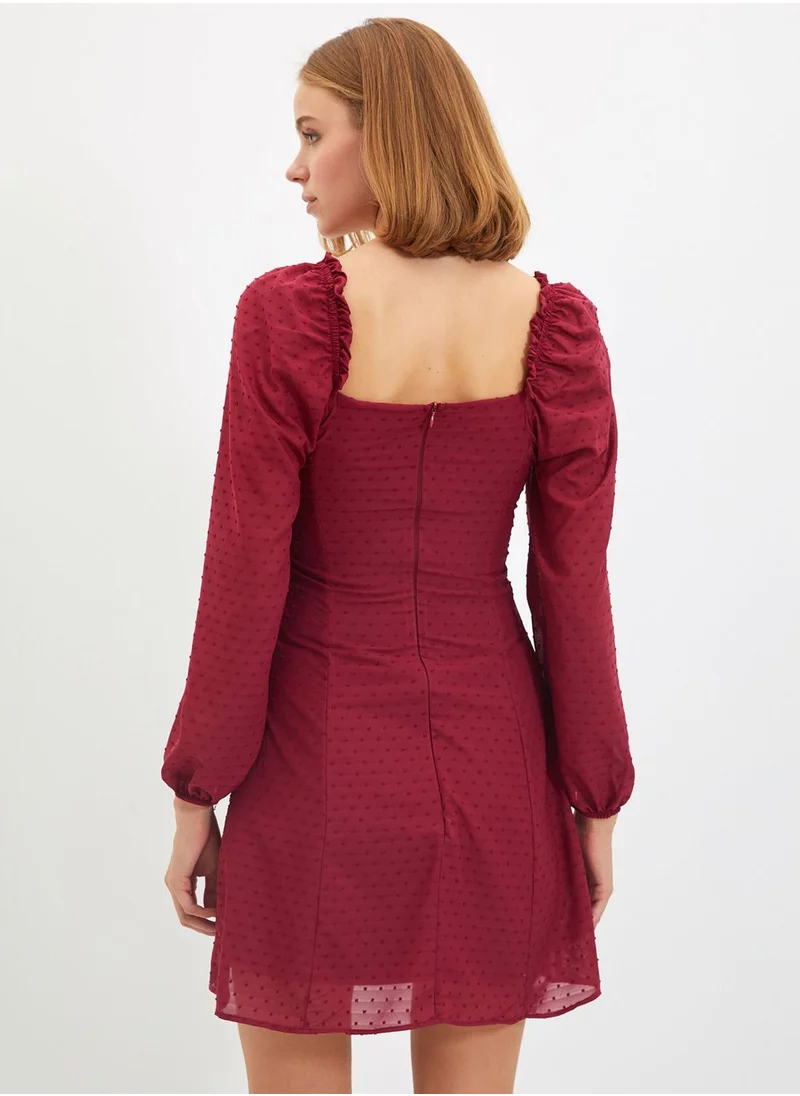 trendyol Sweatheart Neck Balloon Sleeve Dress