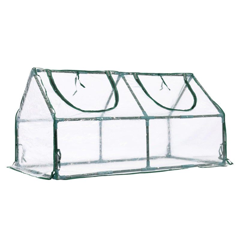 BPS 4x2x2 ft Mini Greenhouse with Transparent PVC Cover UV-Protected Roll-Up Zipper Windows, Ideal for Indoor or Outdoor Use on Raised Garden Beds - Image 1