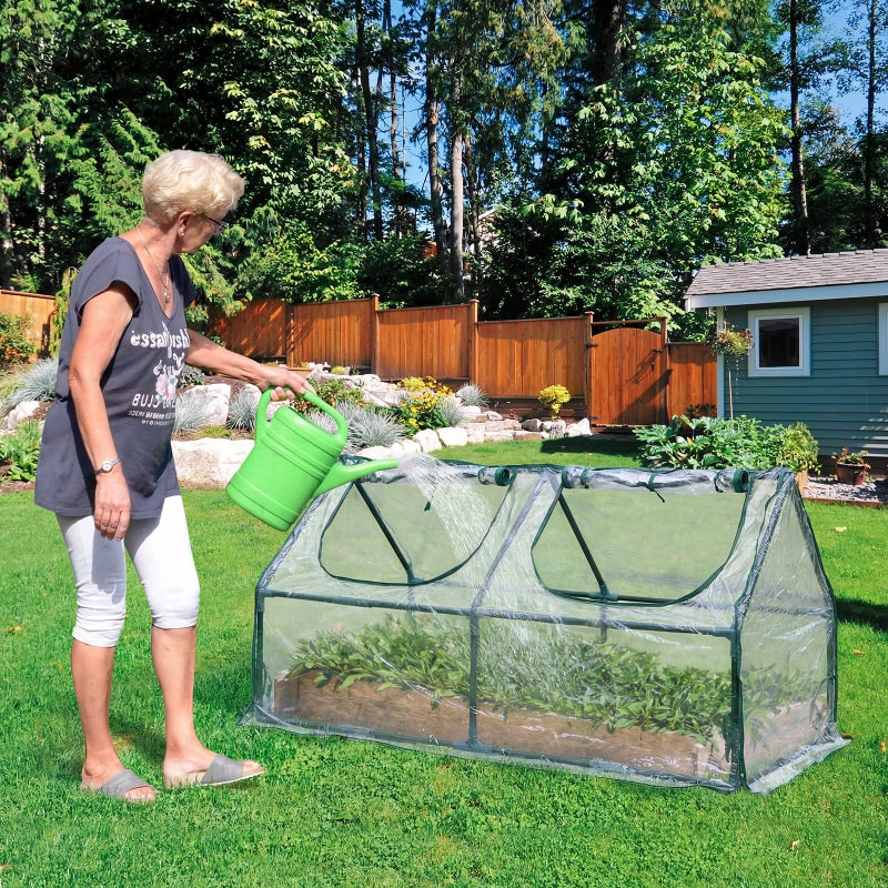 BPS 4x2x2 ft Mini Greenhouse with Transparent PVC Cover UV-Protected Roll-Up Zipper Windows, Ideal for Indoor or Outdoor Use on Raised Garden Beds - Image 2