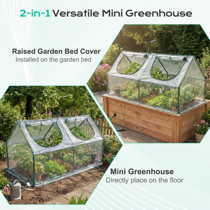 BPS 4x2x2 ft Mini Greenhouse with Transparent PVC Cover UV-Protected Roll-Up Zipper Windows, Ideal for Indoor or Outdoor Use on Raised Garden Beds - Image 5
