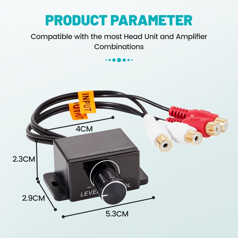 NuIth Universal Car Amplifier RCA Level Controller, Car Audio Bass Control Knob, Sub Amp Volume Control Cable for Car, Motorcycle, Speakers, Home Theater - Image 3