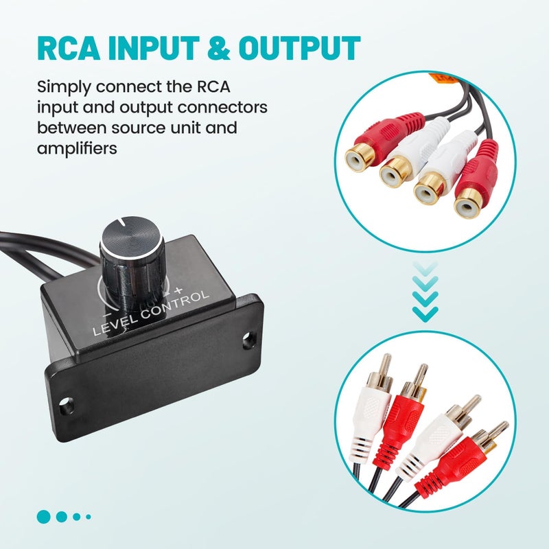NuIth Universal Car Amplifier RCA Level Controller, Car Audio Bass Control Knob, Sub Amp Volume Control Cable for Car, Motorcycle, Speakers, Home Theater - Image 2