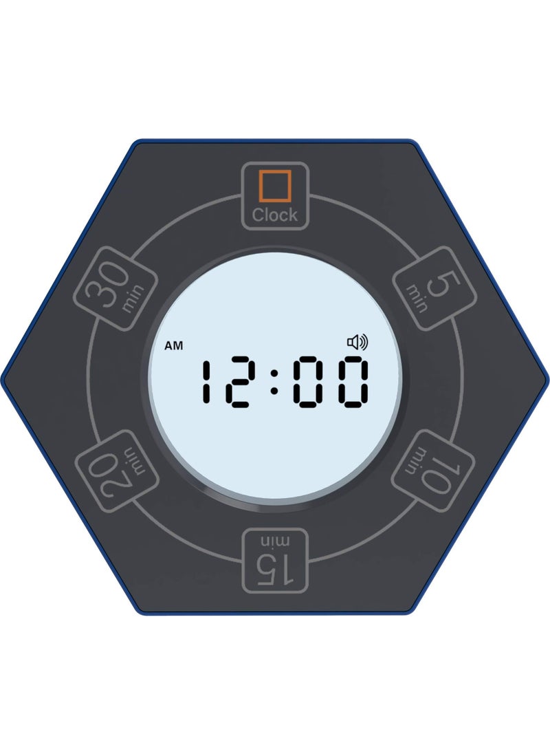 Znewtech Hexagon Rotating Productivity Timer with Clock, Pomodoro Timer with 5, 10, 15, 20, 30 Minute Presets, Timer for People with ADHD (Blue)  - Image 3